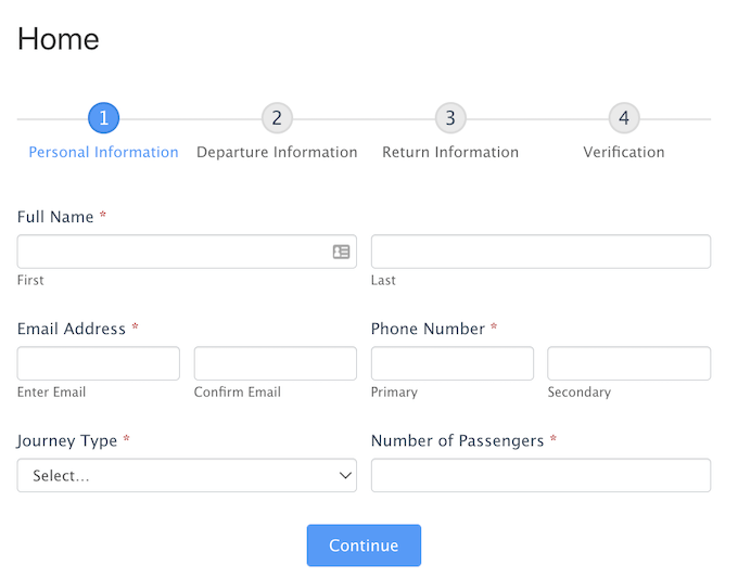 Create a Booking Form